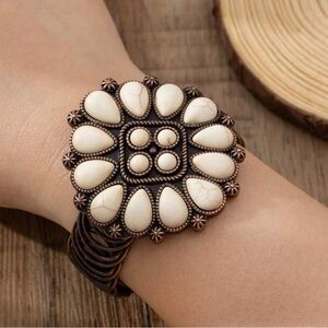 Western Cuff Bracelet White Crean Bracelet Cowgirl Southwestern